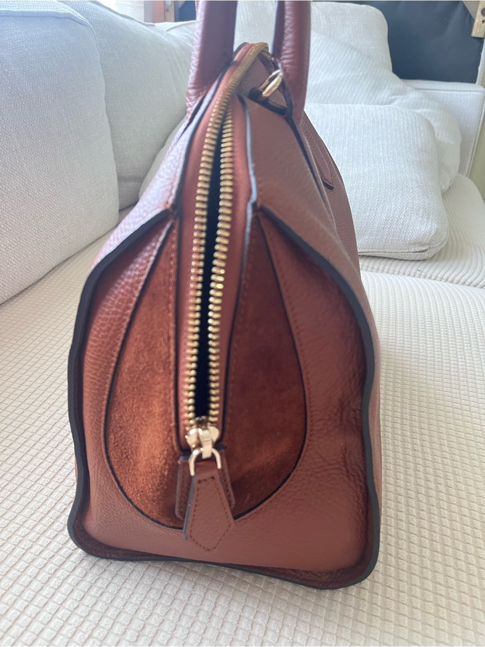 Roberto Cavalli Chestnut Brown Leather Satchel with Gold Hardware - Picture 4 of 9